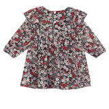Flora Chiffon Dress Long Sleeve Ruffle Yoke Floral Dress
