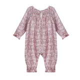 Loretta Long Sleeve Floral Smocked Ruffle Leg Romper