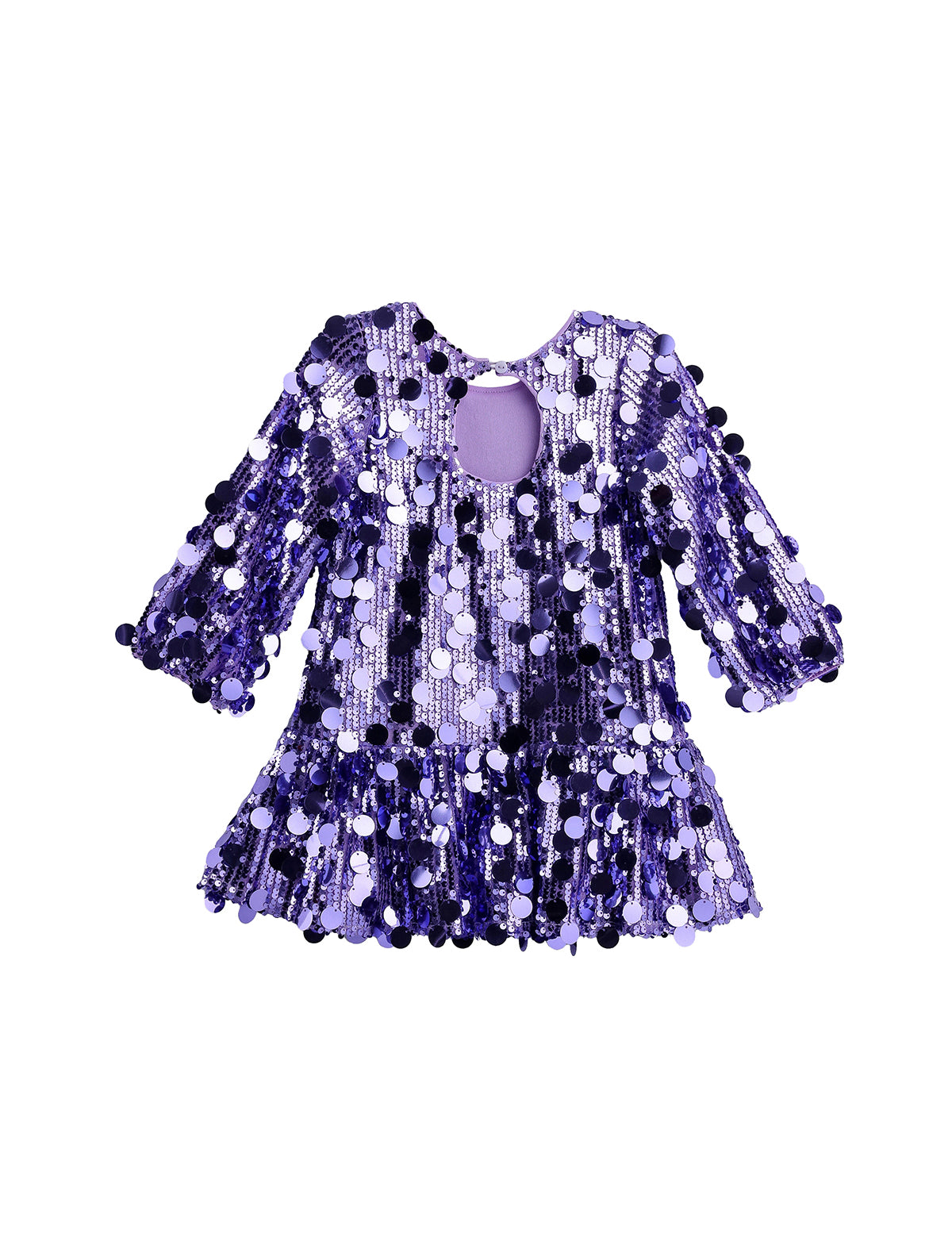 Shake it Off Bishop Sleeve Sequin Ruffle Hem Mini Dress