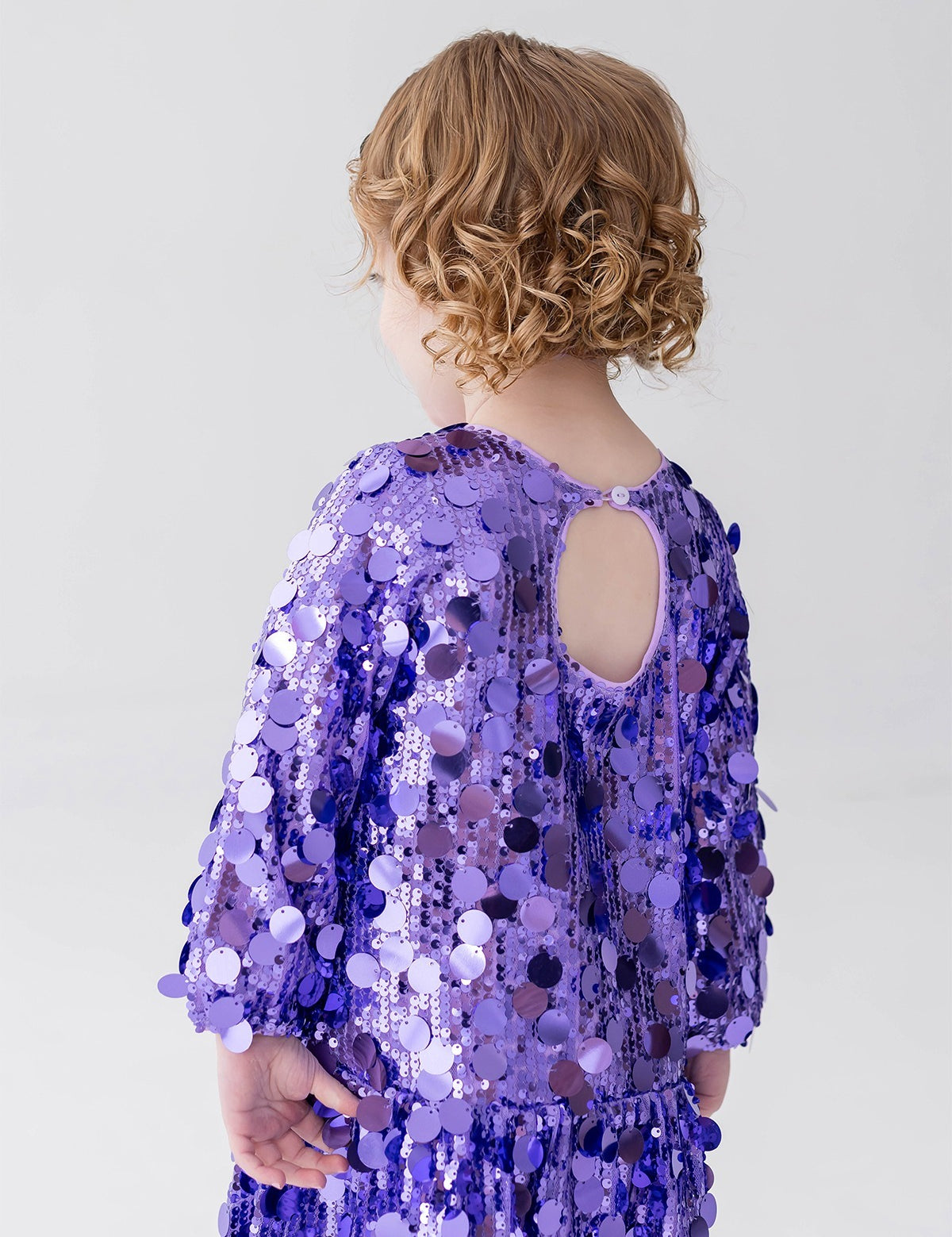 Shake it Off Bishop Sleeve Sequin Ruffle Hem Mini Dress