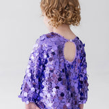 Shake it Off Bishop Sleeve Sequin Ruffle Hem Mini Dress
