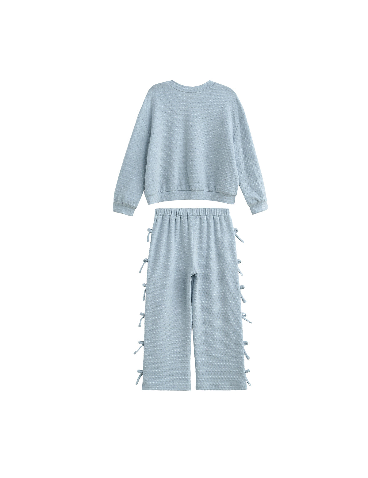 Eva Long Sleeve Solid Bow Tie Top and Pant Set