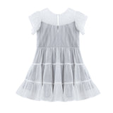 Shimmer Shine Flutter Sleeve Polka Dot Tiered Dress