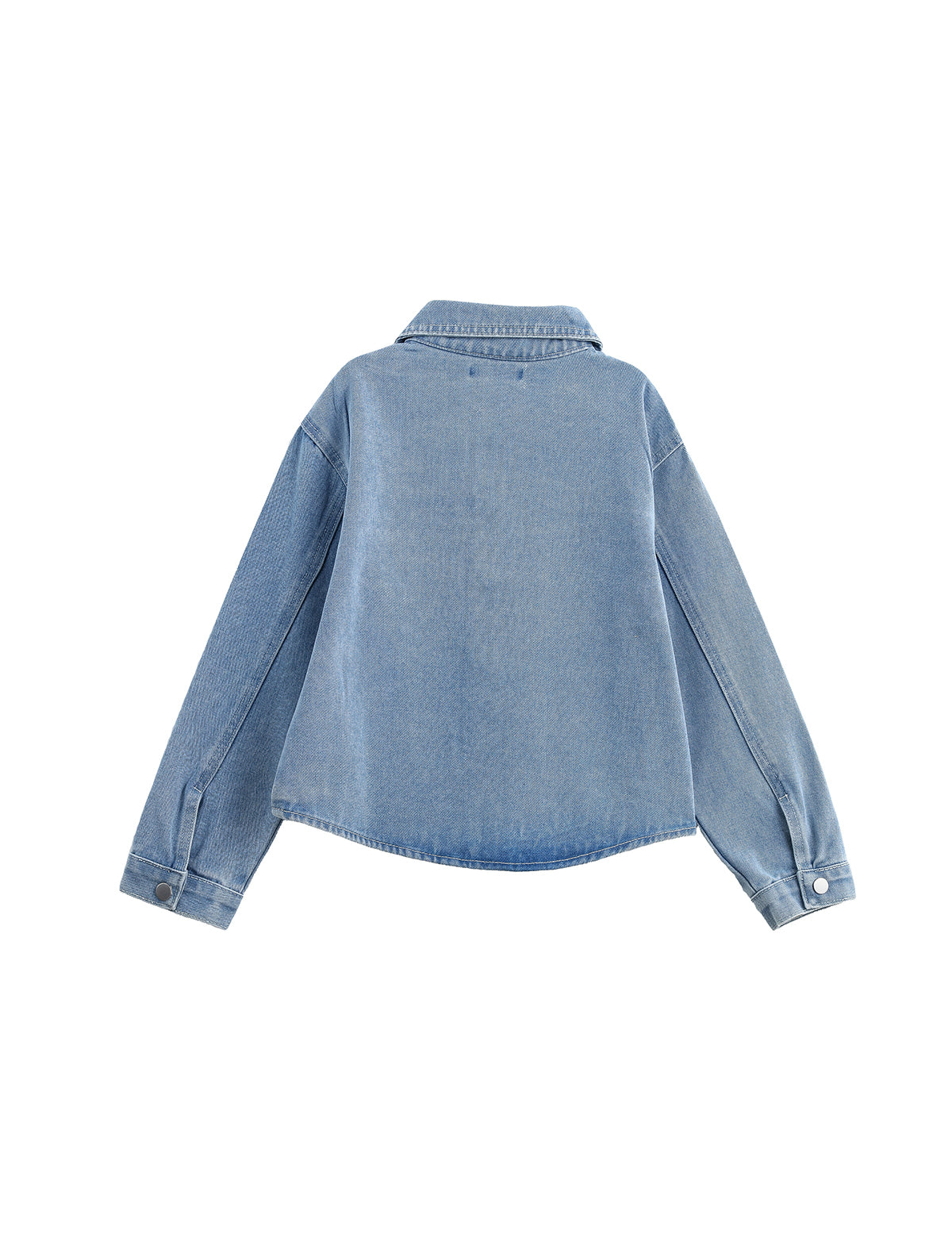 Long Sleeve Embroidered Bow Rhinestone Dot Denim Jacket