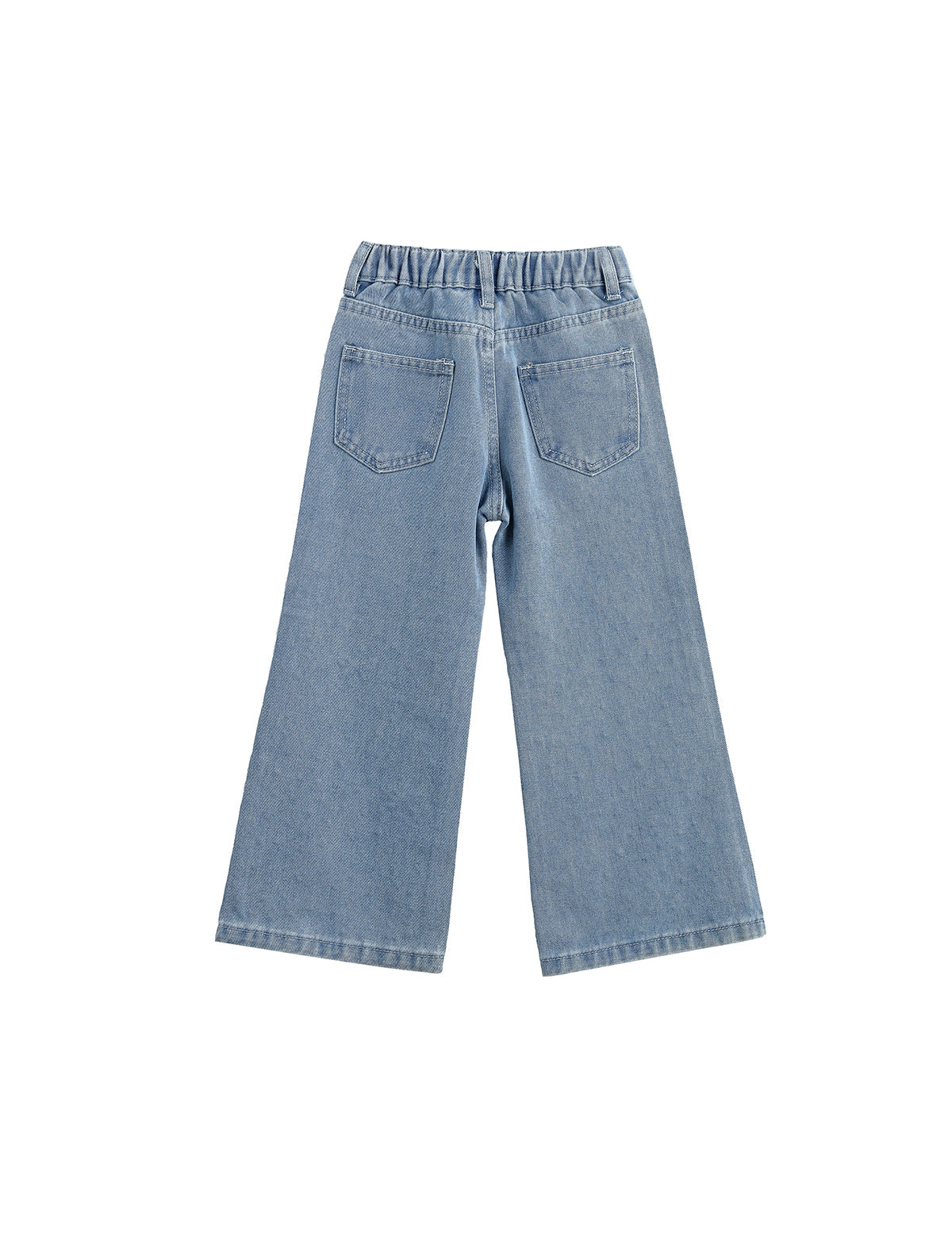 Bow Embroidered Rhinestone Wide Leg Denim Pants