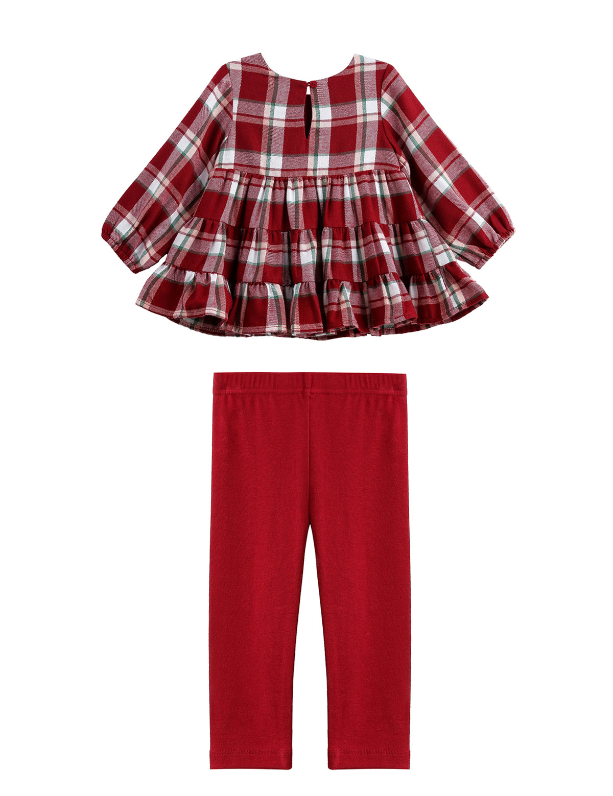 Winterberry Long Sleeve Plaid Tiered Ruffle Top and Legging Set