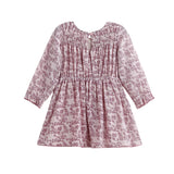 Loretta Long Sleeve Floral Smocked Yoke A Line Dress