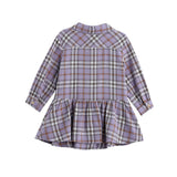 Char Long Sleeve Plaid Collared Drop Waist Dress