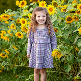 Char Long Sleeve Plaid Collared Drop Waist Dress