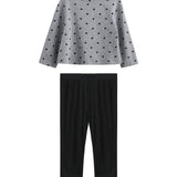 Petal Pockets Long Sleeve Floral Scalloped Pocket Top and Legging Set