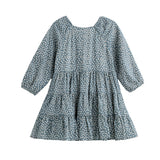 Dolly Long Sleeve Floral Lace Heart Applique Tiered Dress
