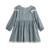Dolly Long Sleeve Floral Lace Trim Tie Waist Dress