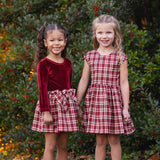 Holiday Plaid Cap Sleeve Fit and Flare Dress
