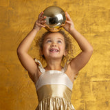 Metallic Harmony Sleeveless Color Block Ruffle Strap A Line Dress