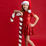 Razzle Dazzle Short Sleeve Metallic Tiered Drop Waist Dress