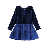 Velvet Dreams Long Sleeve Rhinestone Studded Tiered Skirt Dress