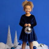 Velvet Dreams Long Sleeve Rhinestone Studded Tiered Skirt Dress