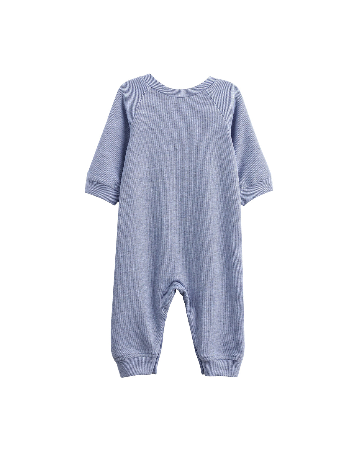 Daniel Long Sleeve Solid Ribbed Button Placket Straight Leg Romper