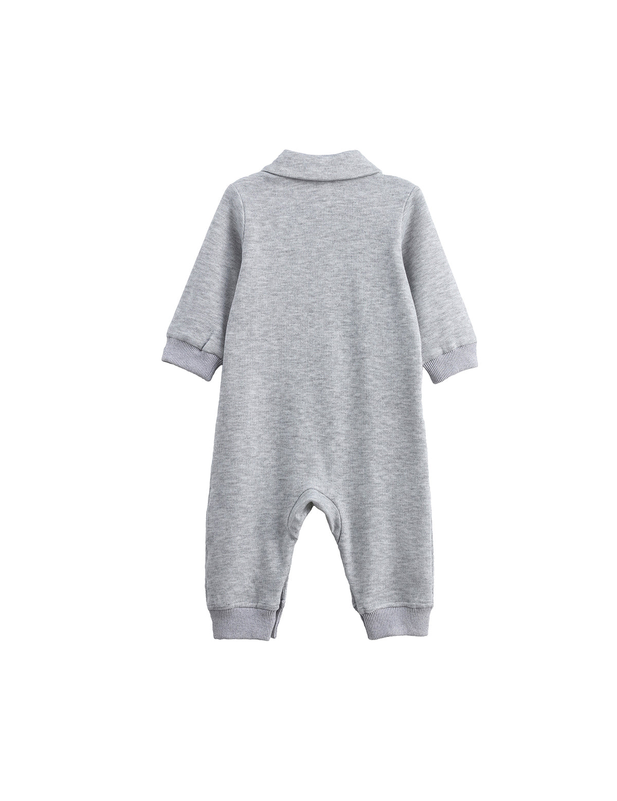 Jacob Long Sleeve Solid Collared Ribbed Trim Romper