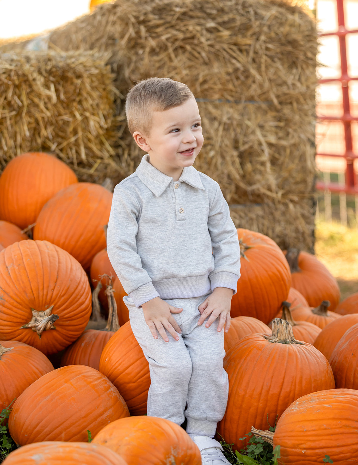 Jacob Long Sleeve Solid Collared Sweatshirt and Jogger Set