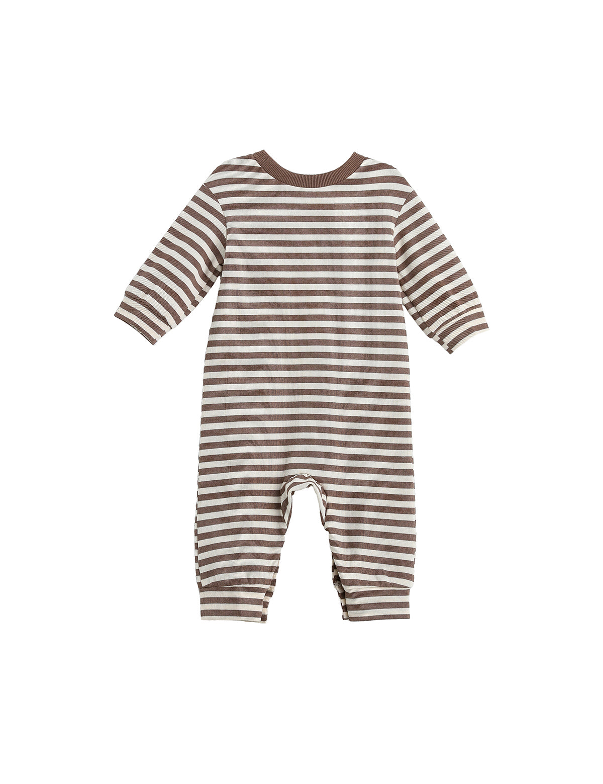 Max Long Sleeve Striped Ribbed Trim Jogger Leg Romper