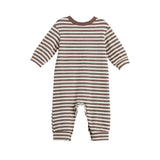 Max Long Sleeve Striped Ribbed Trim Jogger Leg Romper