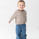 Max Long Sleeve Striped Raglan Ribbed Crew Neck Top