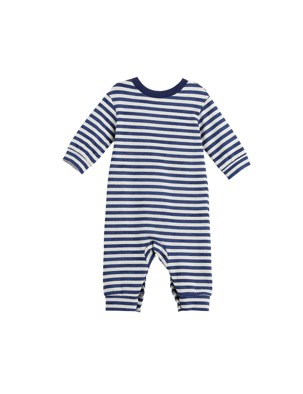Benjamin Long Sleeve Striped Straight Leg Romper