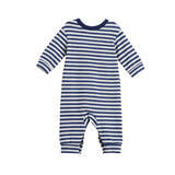 Benjamin Long Sleeve Striped Straight Leg Romper