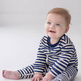 Benjamin Long Sleeve Striped Straight Leg Romper