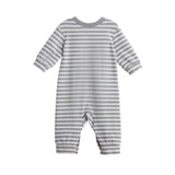 Ethan Long Sleeve Striped Ribbed Trim Straight Leg Romper
