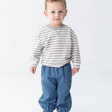 Ethan Long Sleeve Striped Ribbed Crewneck Top