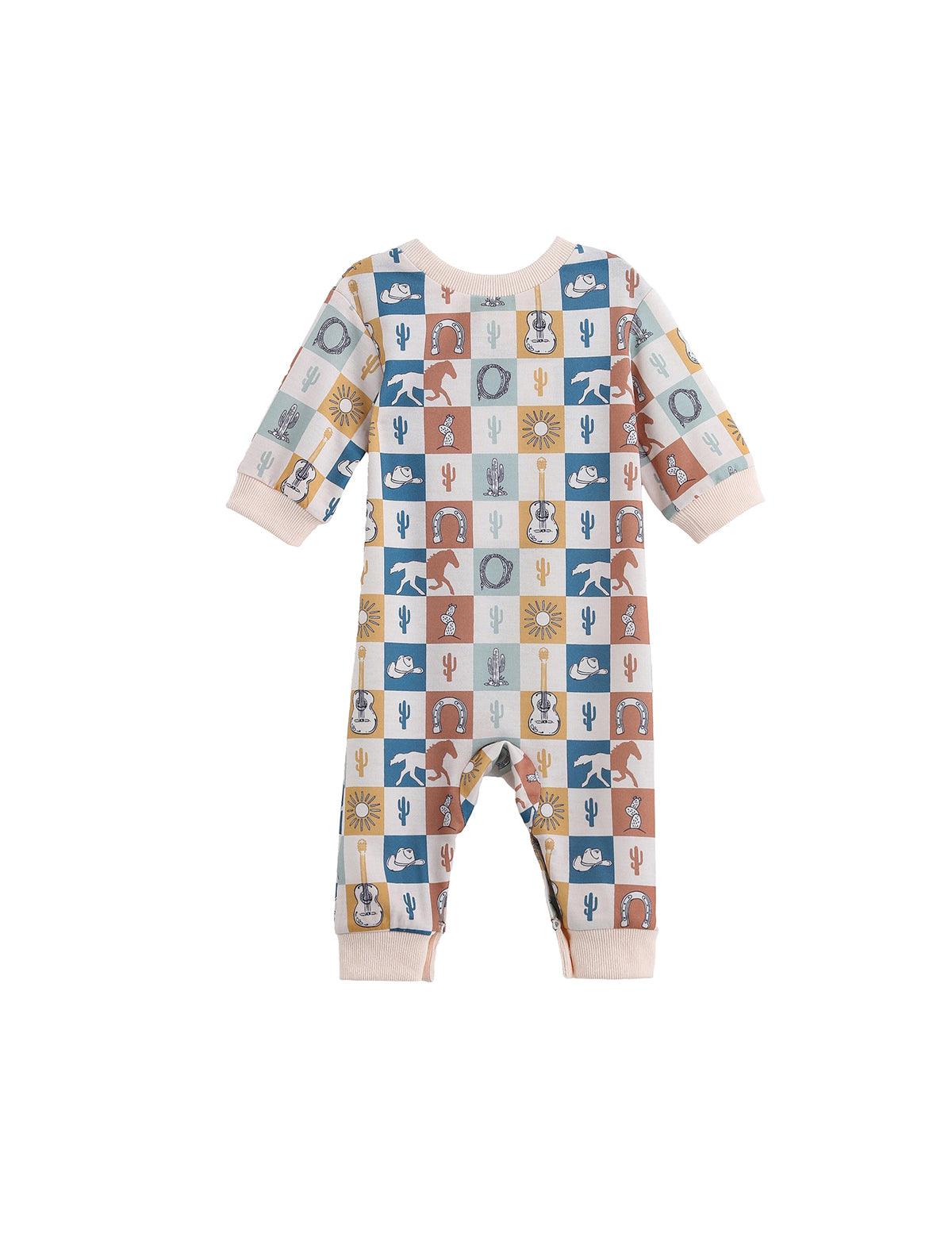 Westin Long Sleeve Western Print Straight Leg Romper