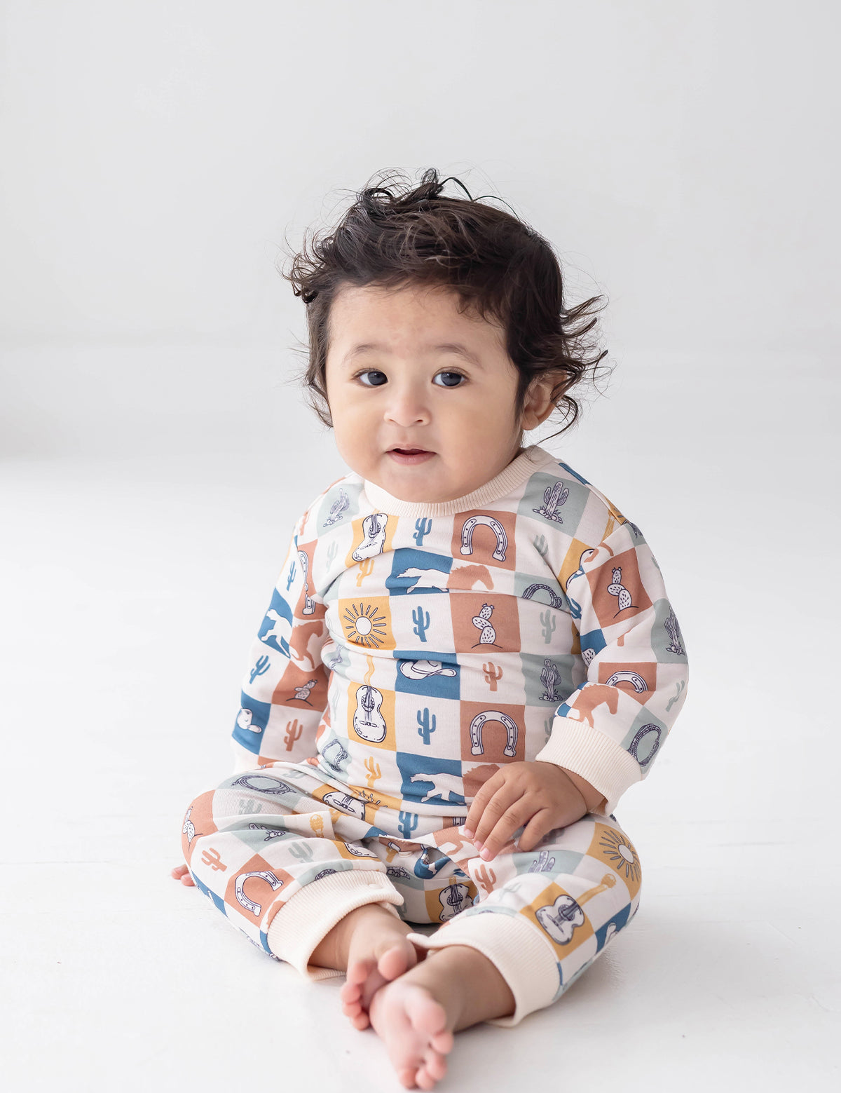 Westin Long Sleeve Western Print Straight Leg Romper