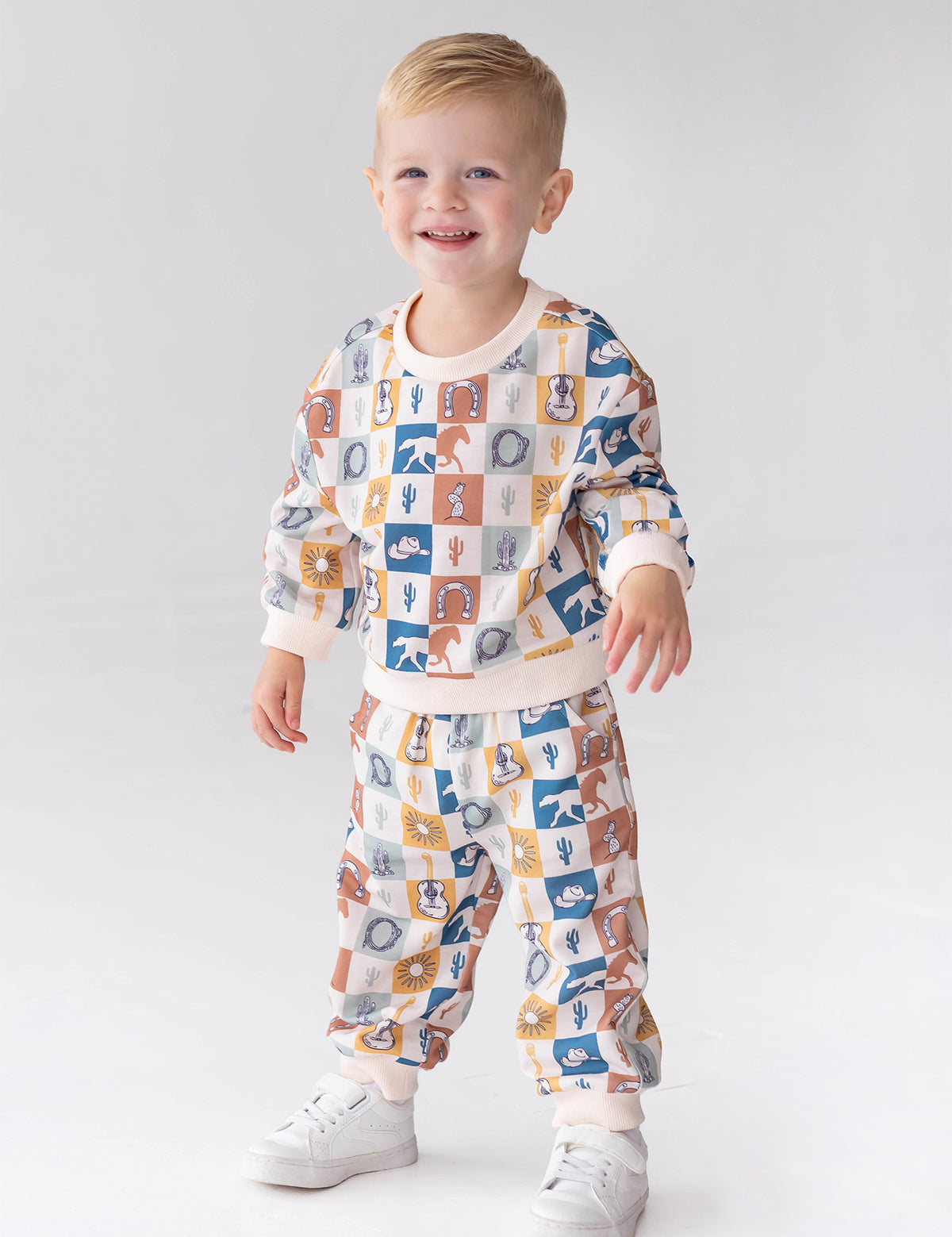 Westin Long Sleeve Western Print Sweatshirt and Jogger Set