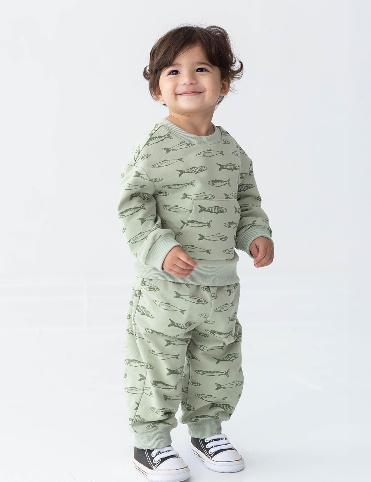 Matthew Long Sleeve Fish Print Sweatshirt and Jogger Set
