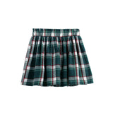 Evergreen Pleated Elastic Waist Flannel Skirt with Straight Hem