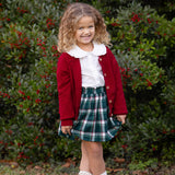 Evergreen Pleated Elastic Waist Flannel Skirt with Straight Hem