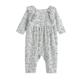 Doggie Doodles Long Sleeve Print Ruffle Collar Straight Leg Romper