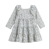 Doggie Doodles Long Sleeve Print Ruffle Trim Tiered Dress