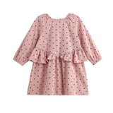 Love me Lots Long Sleeve Heart Print Ruffle Waist Dress