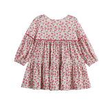 Caroline Long Sleeve Floral Tiered Contrast Piping Dress