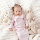 Whimsical Wildflower Long Sleeve Ruffle Trim Wrap Front Newborn Gowns