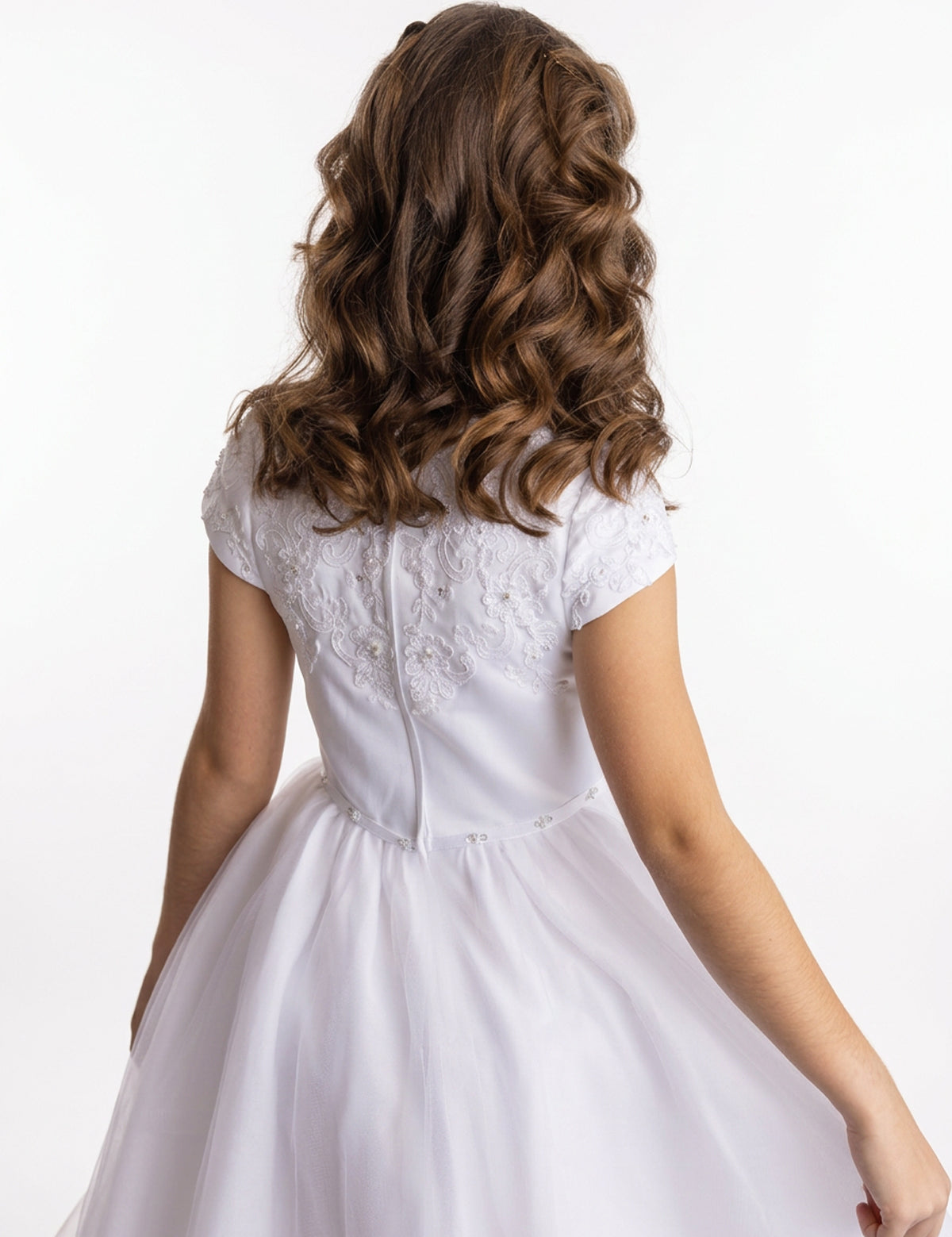 Satin Beaded Lace Bodice Dress